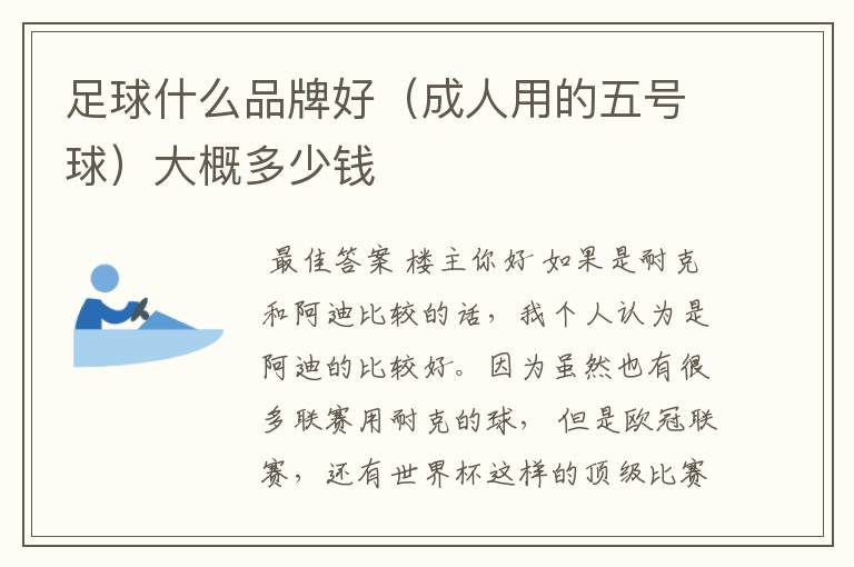 足球什么品牌好(成人用的五号球)大概多少钱