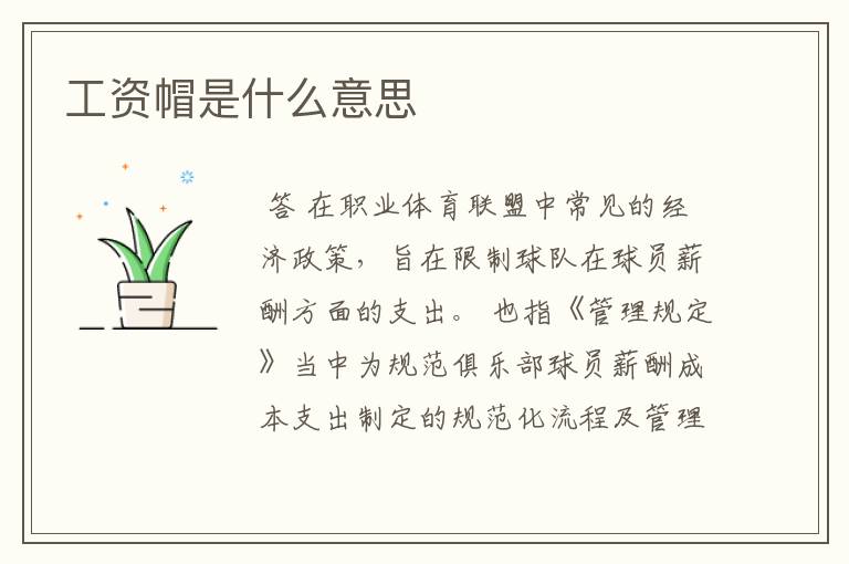 工资帽是什么意思