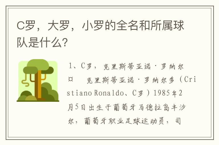 C罗,大罗,小罗的全名和所属球队是什么?