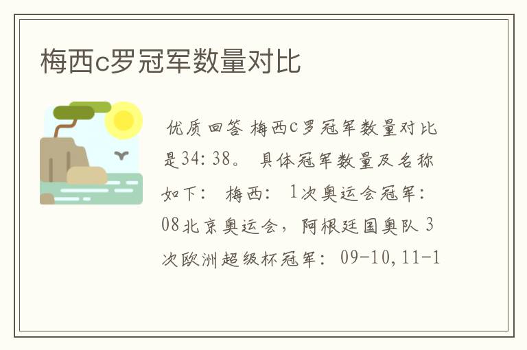 梅西c罗冠军数量对比