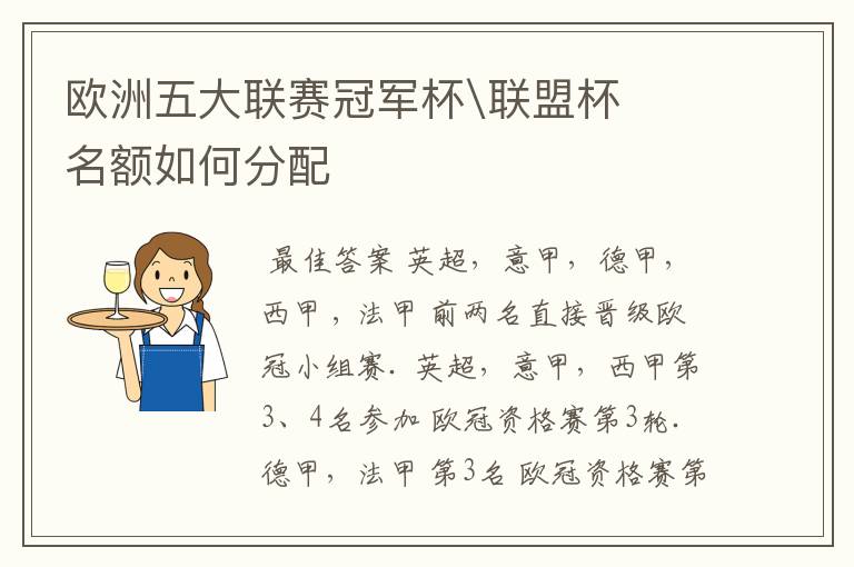 欧洲五大联赛冠军杯\联盟杯名额如何分配