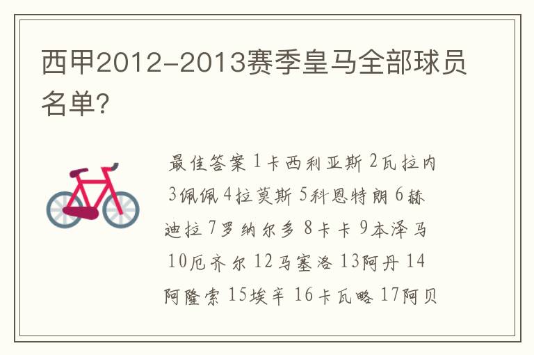 西甲2012-2013赛季皇马全部球员名单?