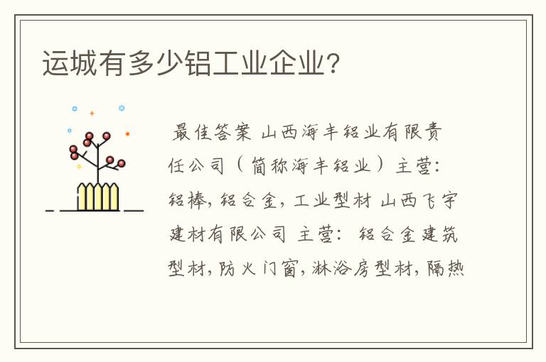 运城有多少铝工业企业?