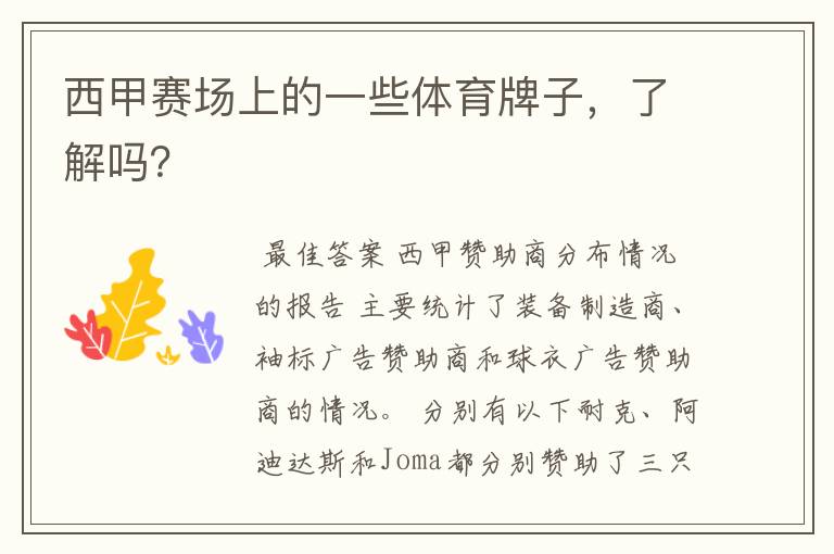 西甲赛场上的一些体育牌子,了解吗?