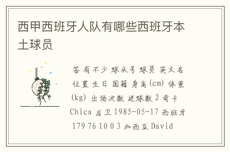 西甲西班牙人队有哪些西班牙本土球员