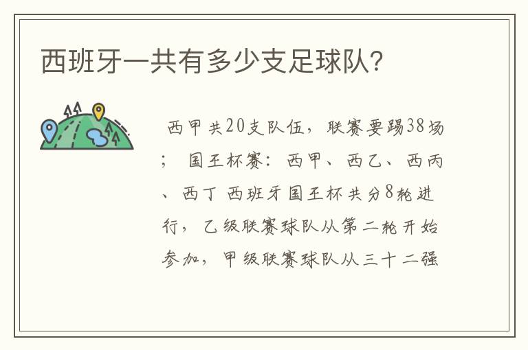 西班牙一共有多少支足球队?