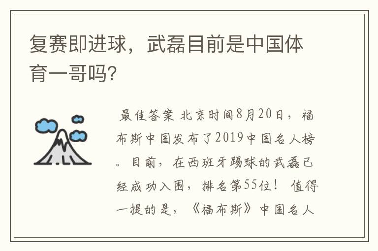 复赛即进球,武磊目前是中国体育一哥吗?
