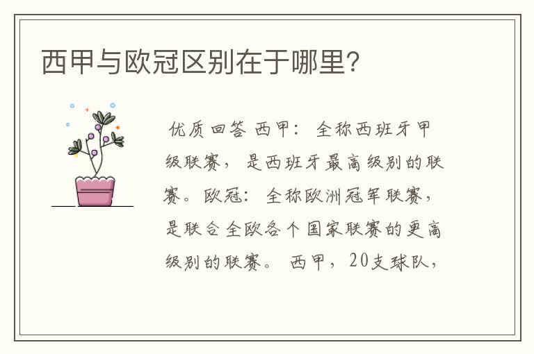 西甲与欧冠区别在于哪里?