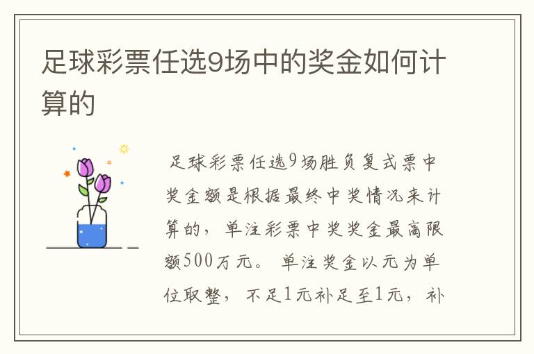 足球彩票任选9场中的奖金如何计算的