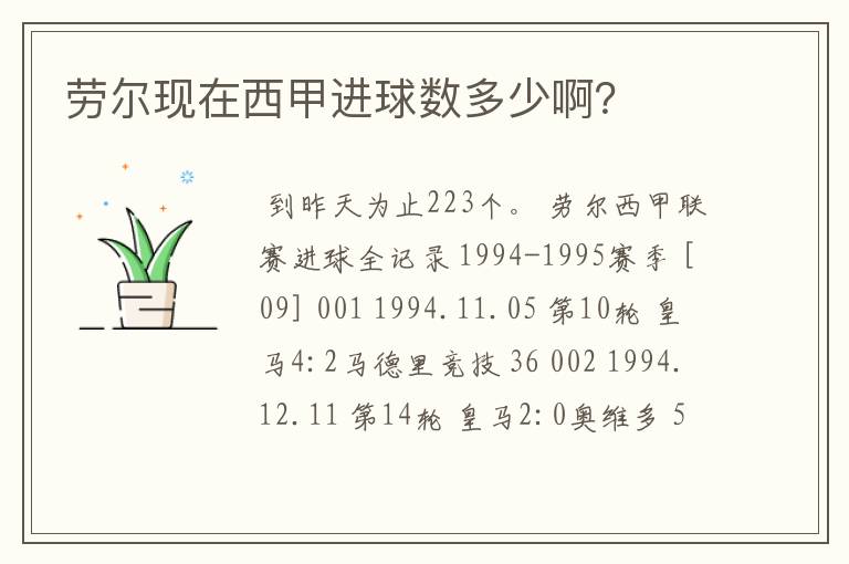 劳尔现在西甲进球数多少啊?