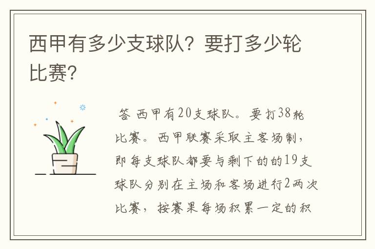 西甲有多少支球队?要打多少轮比赛?