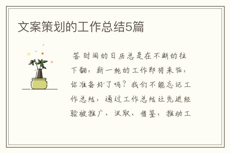 文案策划的工作总结5篇