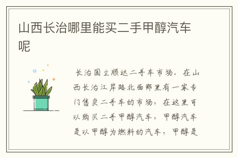 山西长治哪里能买二手甲醇汽车呢