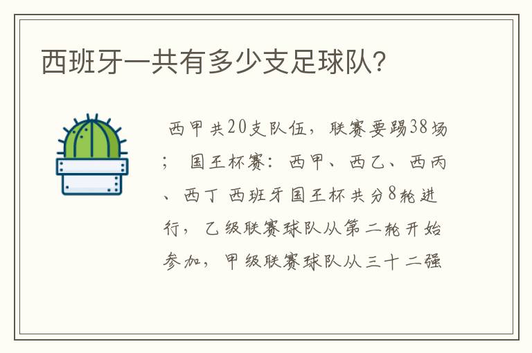 西班牙一共有多少支足球队?