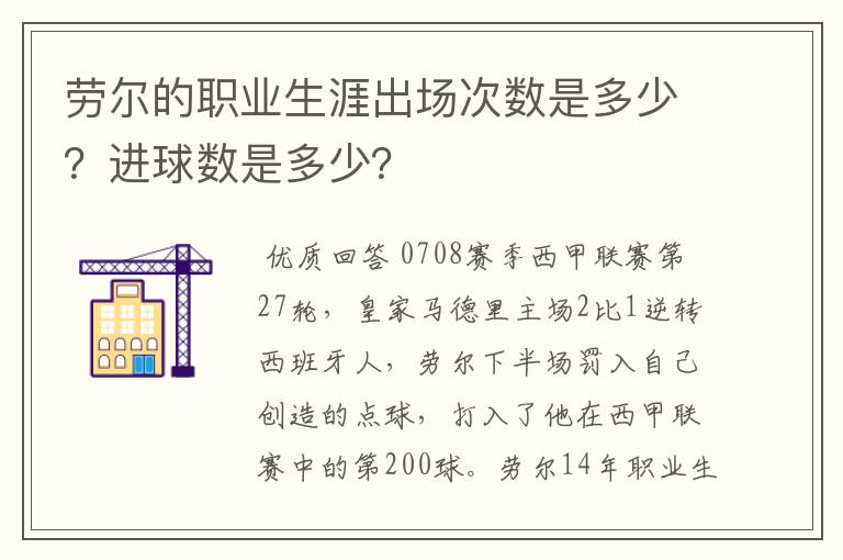 劳尔的职业生涯出场次数是多少?进球数是多少?