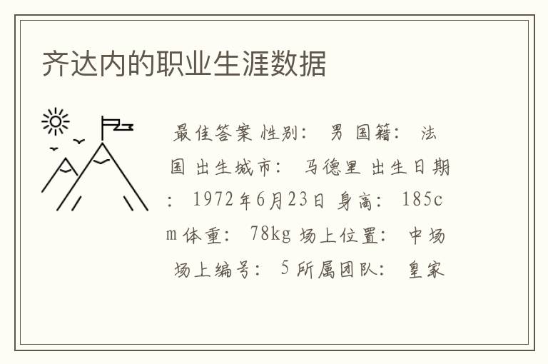 齐达内的职业生涯数据