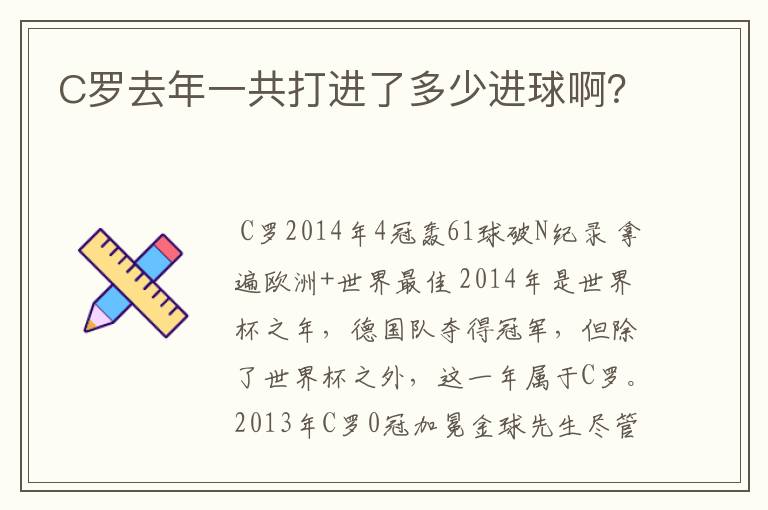 C罗去年一共打进了多少进球啊?