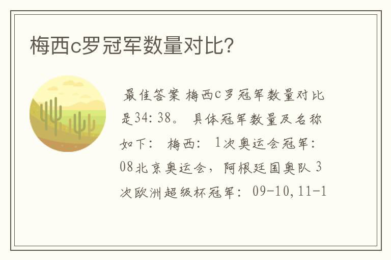 梅西c罗冠军数量对比?