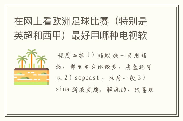 在网上看欧洲足球比赛(特别是英超和西甲)最好用哪种电视软件呢?