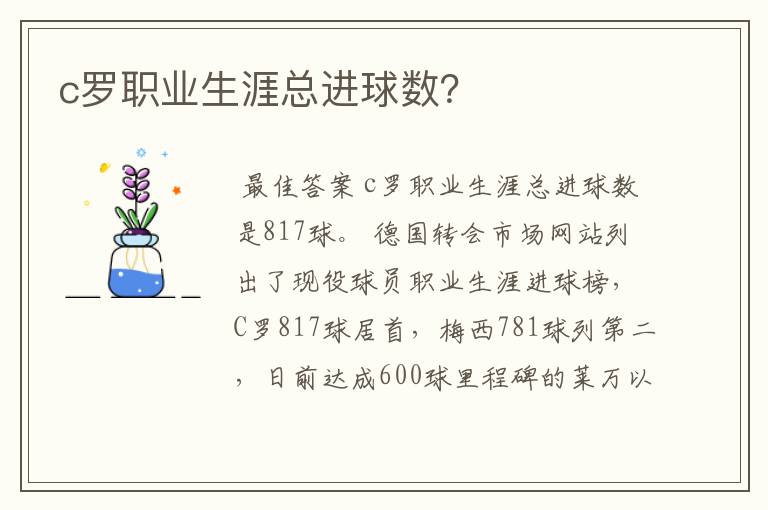 c罗职业生涯总进球数？