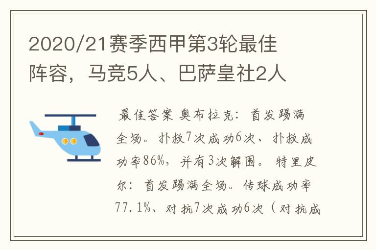 2020/21赛季西甲第3轮最佳阵容,马竞5人、巴萨皇社2人