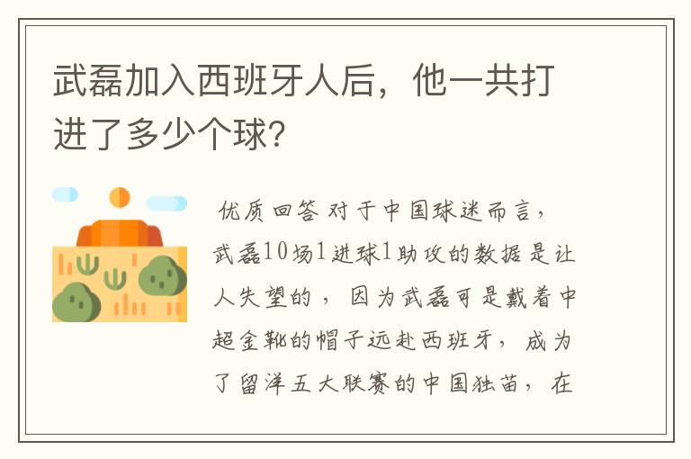 武磊加入西班牙人后,他一共打进了多少个球?