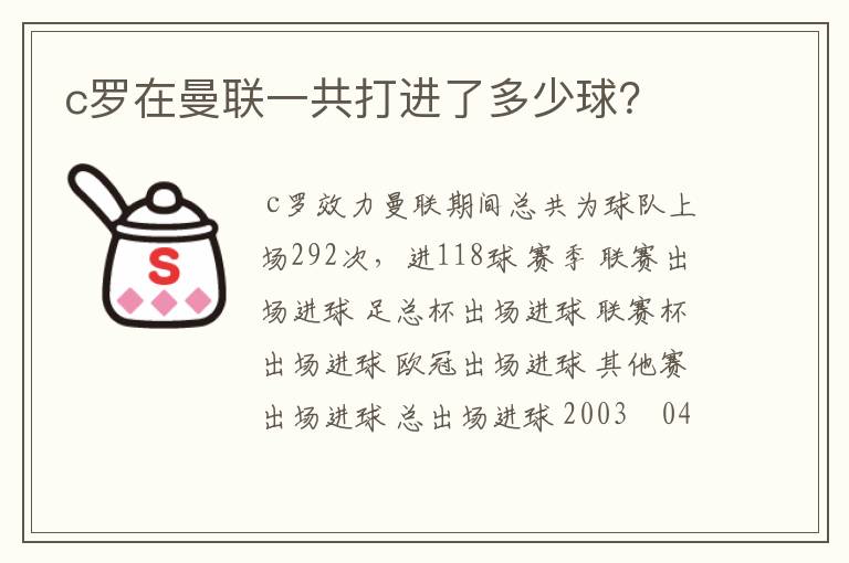 c罗在曼联一共打进了多少球?