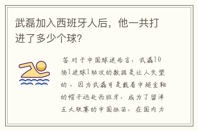 武磊加入西班牙人后,他一共打进了多少个球?