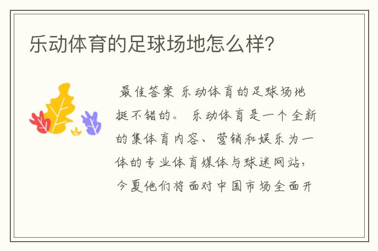 乐动体育的足球场地怎么样?