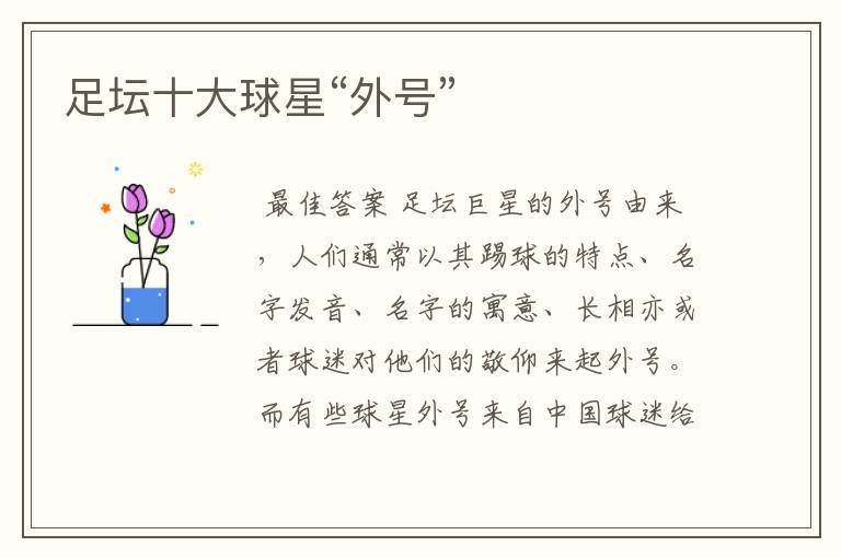 足坛十大球星“外号”
