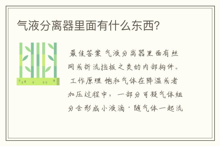 气液分离器里面有什么东西?