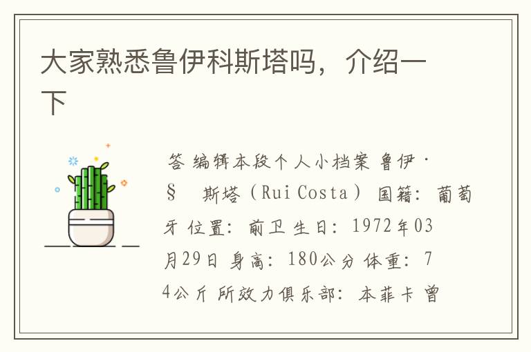大家熟悉鲁伊科斯塔吗,介绍一下