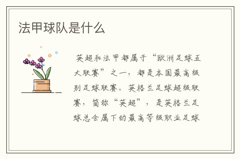法甲球队是什么