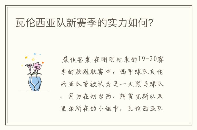 瓦伦西亚队新赛季的实力如何?