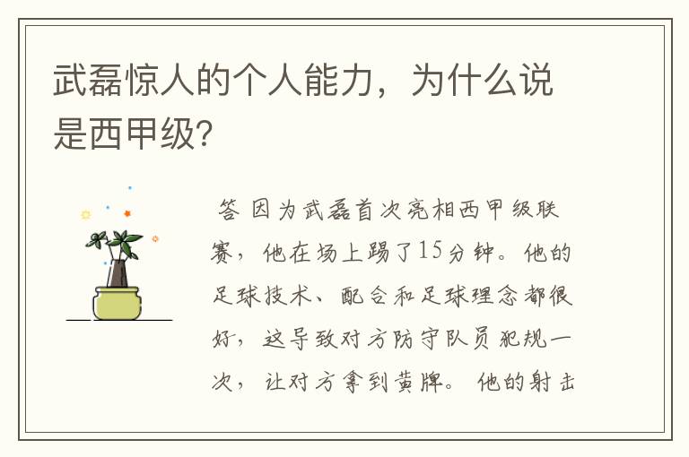 武磊惊人的个人能力,为什么说是西甲级?