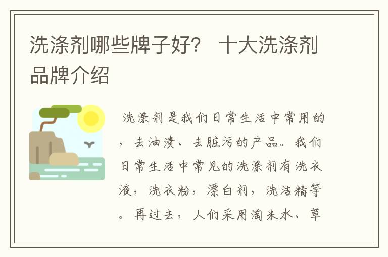 洗涤剂哪些牌子好? 十大洗涤剂品牌介绍