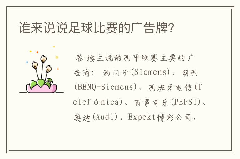 谁来说说足球比赛的广告牌?