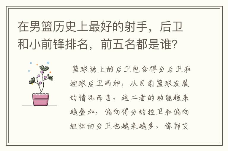 在男篮历史上最好的射手,后卫和小前锋排名,前五名都是谁?