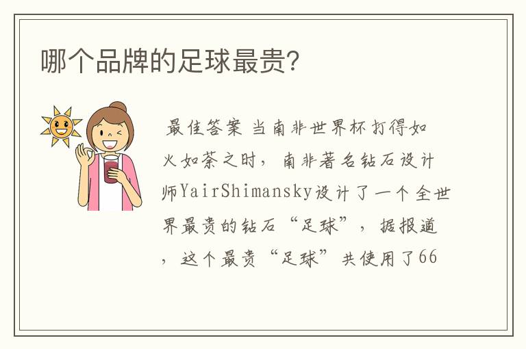 哪个品牌的足球最贵?