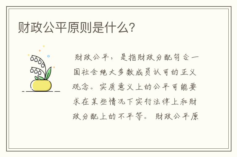 财政公平原则是什么？
