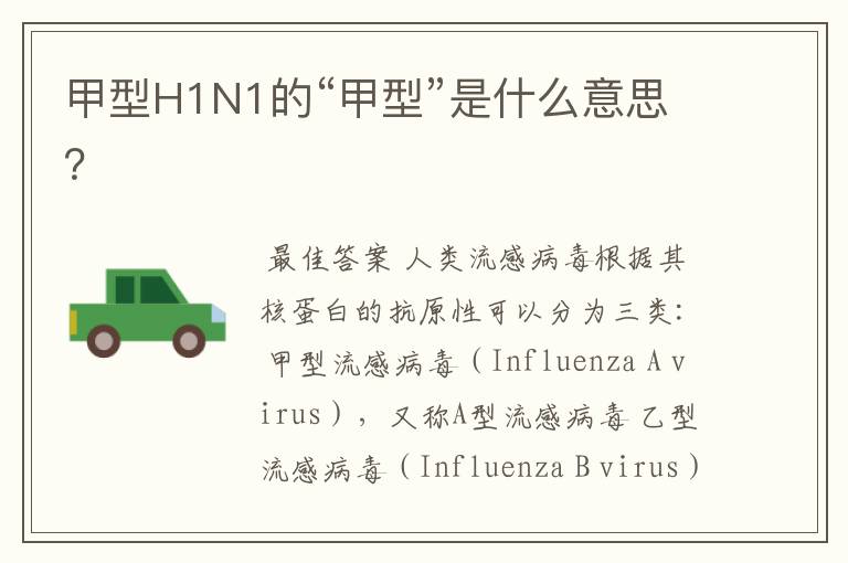 甲型H1N1的“甲型”是什么意思?