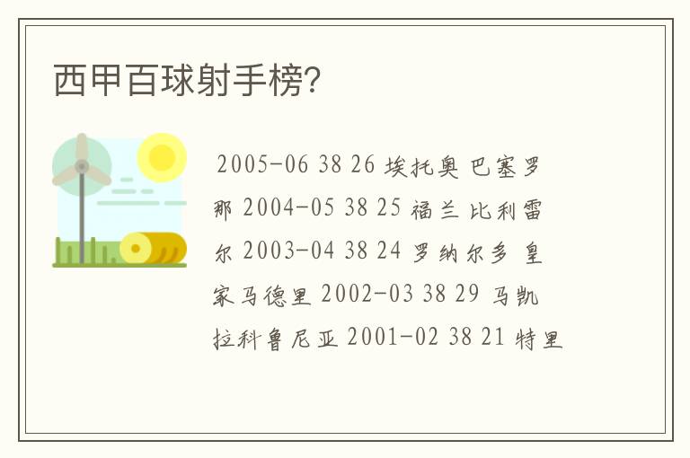 西甲百球射手榜?