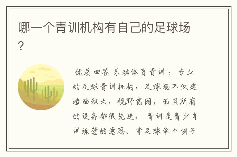 哪一个青训机构有自己的足球场?