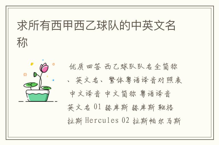 求所有西甲西乙球队的中英文名称