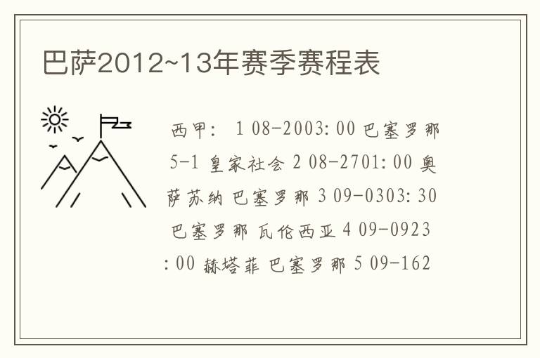 巴萨2012~13年赛季赛程表