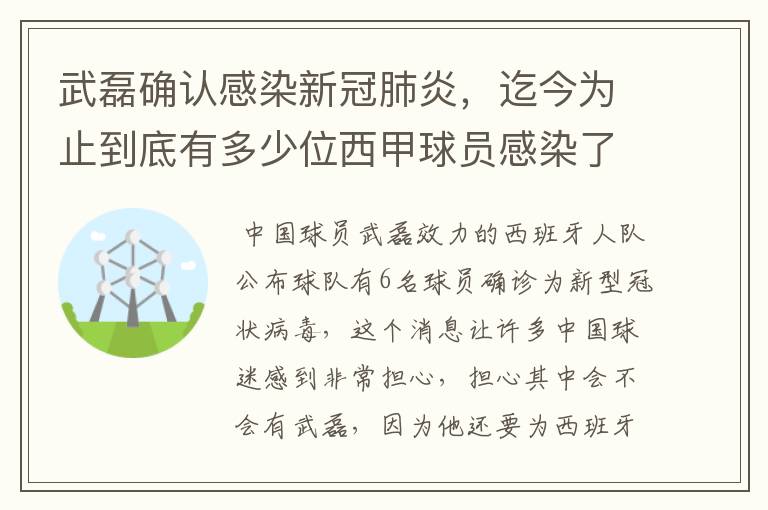 武磊确认感染新冠肺炎,迄今为止到底有多少位西甲球员感染了新冠病毒?