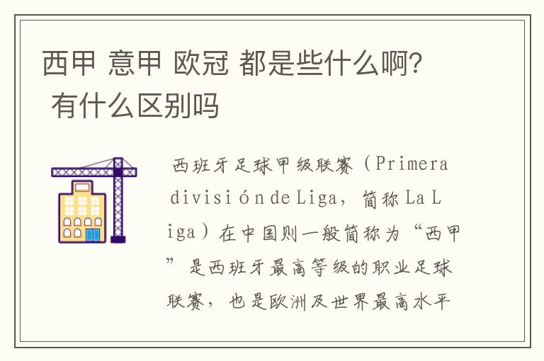 西甲 意甲 欧冠 都是些什么啊? 有什么区别吗