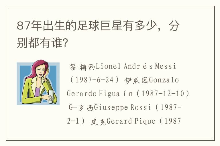 87年出生的足球巨星有多少,分别都有谁?