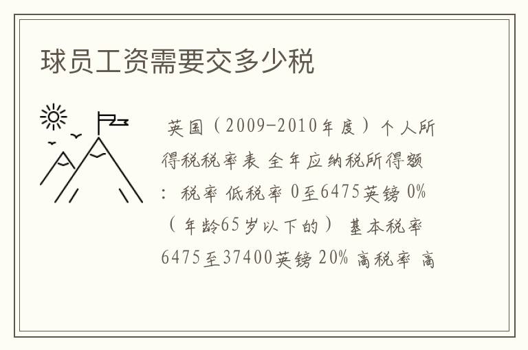 球员工资需要交多少税