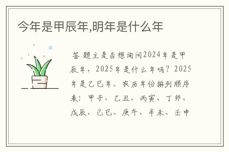今年是甲辰年,明年是什么年